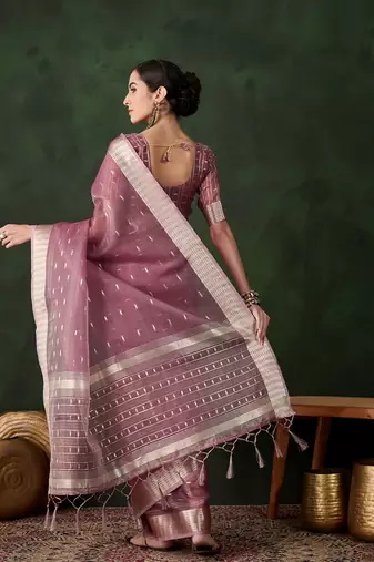 Wevon jacquard onion khadi organza festive saree