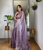 Purple jimmy choo c bollywood sequins work saree