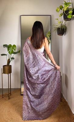 Purple jimmy choo c bollywood sequins work saree 2