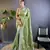 Green gold crunchy saree with sequins embroidery and cut work