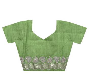 Green gold crunchy saree with sequins embroidery and cut work 4