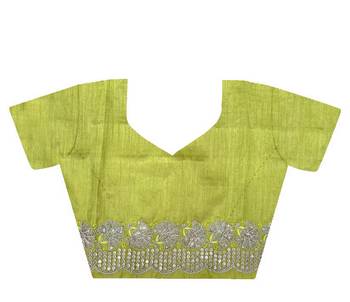 Yellow gold crunchy saree with sequins embroidery and cut work 4