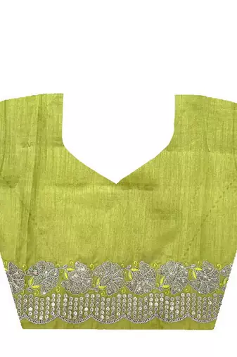 Yellow gold crunchy saree with sequins embroidery and cut work