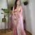 Pink silver tissue silk sequins and jari embroidery work saree