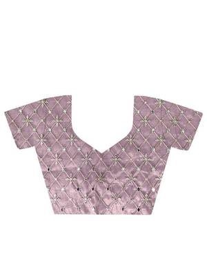 Pink silver tissue silk blend sequins and zari embroidery work saree 4
