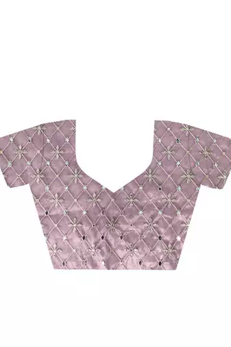 Pink silver tissue silk blend sequins and zari embroidery work saree