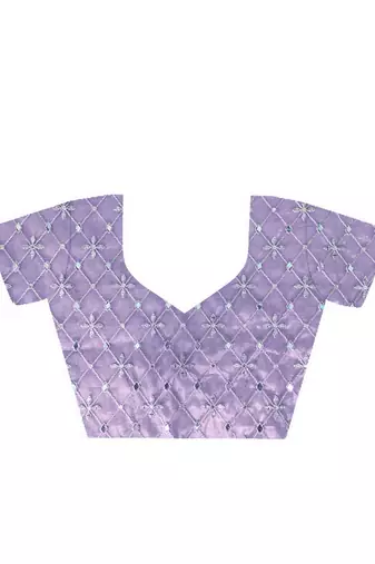 Purple silver tissue silk blend sequins and zari embroidery work saree
