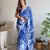 Blue thai organza silk fancy thread embroidery with cut dana work saree