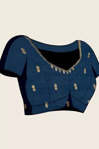 Teal blue vichitra silk blend girlie looks embroidery work wedding season saree