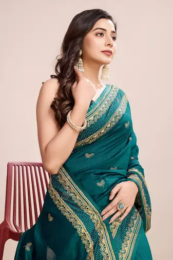 Rama vichitra silk blend girlie looks embroidery work wedding season saree