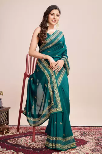 Rama vichitra silk blend girlie looks embroidery work wedding season saree