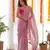 Pink satin georgette c sequins embroidery work ethnic partywear saree