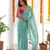 Sea green satin georgette c sequins embroidery work ethnic partywear saree
