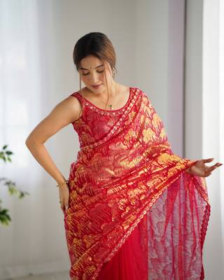 Pink mono net bollywood saree with designer sequins work 5