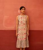 Ava winter white floral midi dress