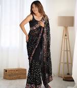 Black georgette c designer sequins work embroidery saree