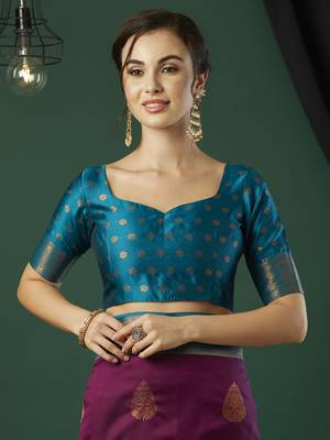 Wine faux banarasi silk blend wevon zari heavy and ethnic partywear saree 4