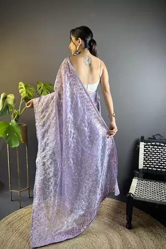 Purple twill net c girlie saree with trendy embroidered saree