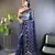 Blue girlie butterfly net c stylish resham embroidered partywear saree