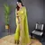 Green glossy silk cross stich embroidery cut work adorable partywear girlie saree