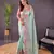 Pista glossy silk cross stich embroidery cut work adorable partywear girlie saree