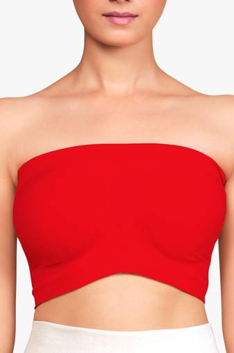 Women’s nylon spandex solid tube bra non- padded wire free pull on bandeau