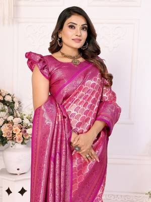Rani-Pink Banarasi Chaturi Silk Saree 3
