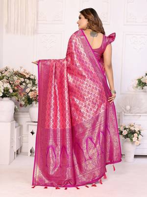 Rani-Pink Banarasi Chaturi Silk Saree 4