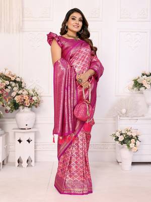 Rani-Pink Banarasi Chaturi Silk Saree 5