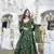 Green beautiful print readymade partywear muslin suit