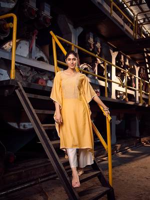 Yellow cotton fabric designer printed beautiful ceremonial dress 1