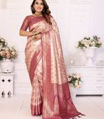 Peach-Pink Banarasi Chaturi Silk Saree