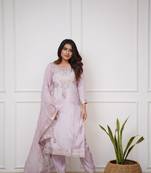Onion graceful readymade viscose chanderi fabric suit with embroidery work