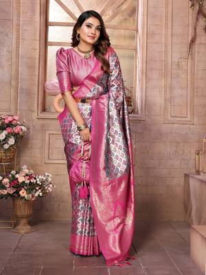 Light-Pink Banarasi Chaturi Silk Saree 5