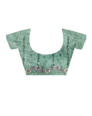 Sea green twill net c girlie saree with trendy embroidered saree 5