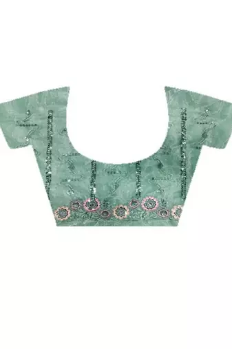 Sea green twill net c girlie saree with trendy embroidered saree
