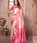 Cream Banarasi Chaturi Silk Saree