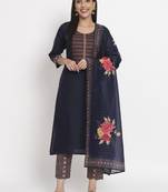 Blue beautiful magic cotton suit for festive party looks
