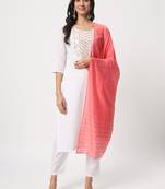 White cotton designer embroidery work readymade salwar kameez set for formal festive look