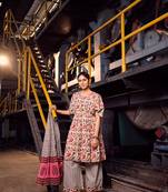 Multy cotton fabric readymade party dress with designer print design