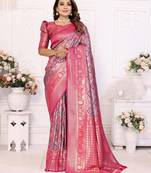 Rani-Pink Banarasi Chaturi Silk Saree