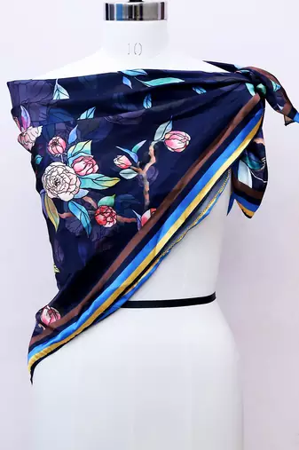 women's stylish square satin trendy digital printed fashion head neck scarf stole wrap hijab dupatta