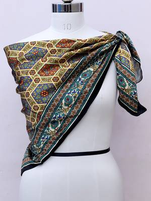 women's stylish square satin trendy digital printed fashion head neck scarf stole wrap hijab dupatta 2