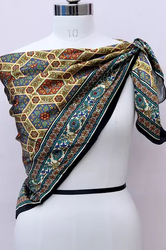 women's stylish square satin trendy digital printed fashion head neck scarf stole wrap hijab dupatta