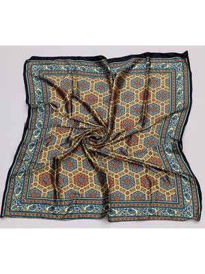 women's stylish square satin trendy digital printed fashion head neck scarf stole wrap hijab dupatta 4