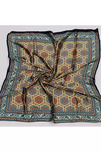 women's stylish square satin trendy digital printed fashion head neck scarf stole wrap hijab dupatta