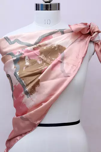 women's stylish square satin trendy digital printed fashion head neck scarf stole wrap hijab dupatta
