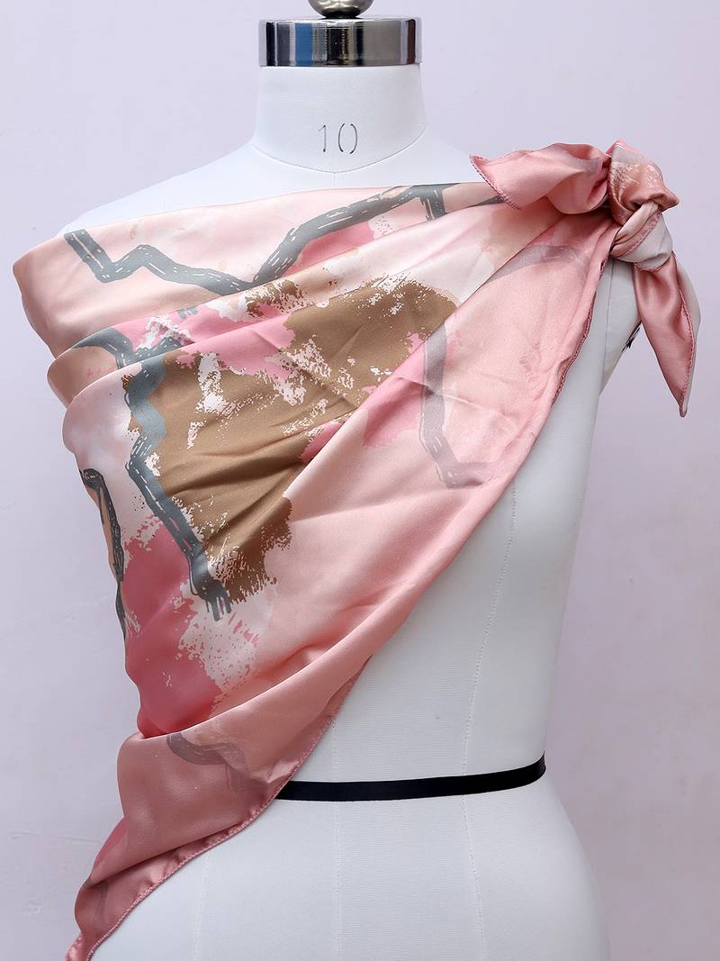 women's stylish square satin trendy digital printed fashion head neck scarf stole wrap hijab dupatta