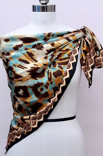 women's stylish square satin trendy digital printed fashion head neck scarf stole wrap hijab dupatta