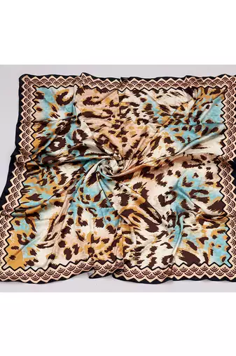 women's stylish square satin trendy digital printed fashion head neck scarf stole wrap hijab dupatta